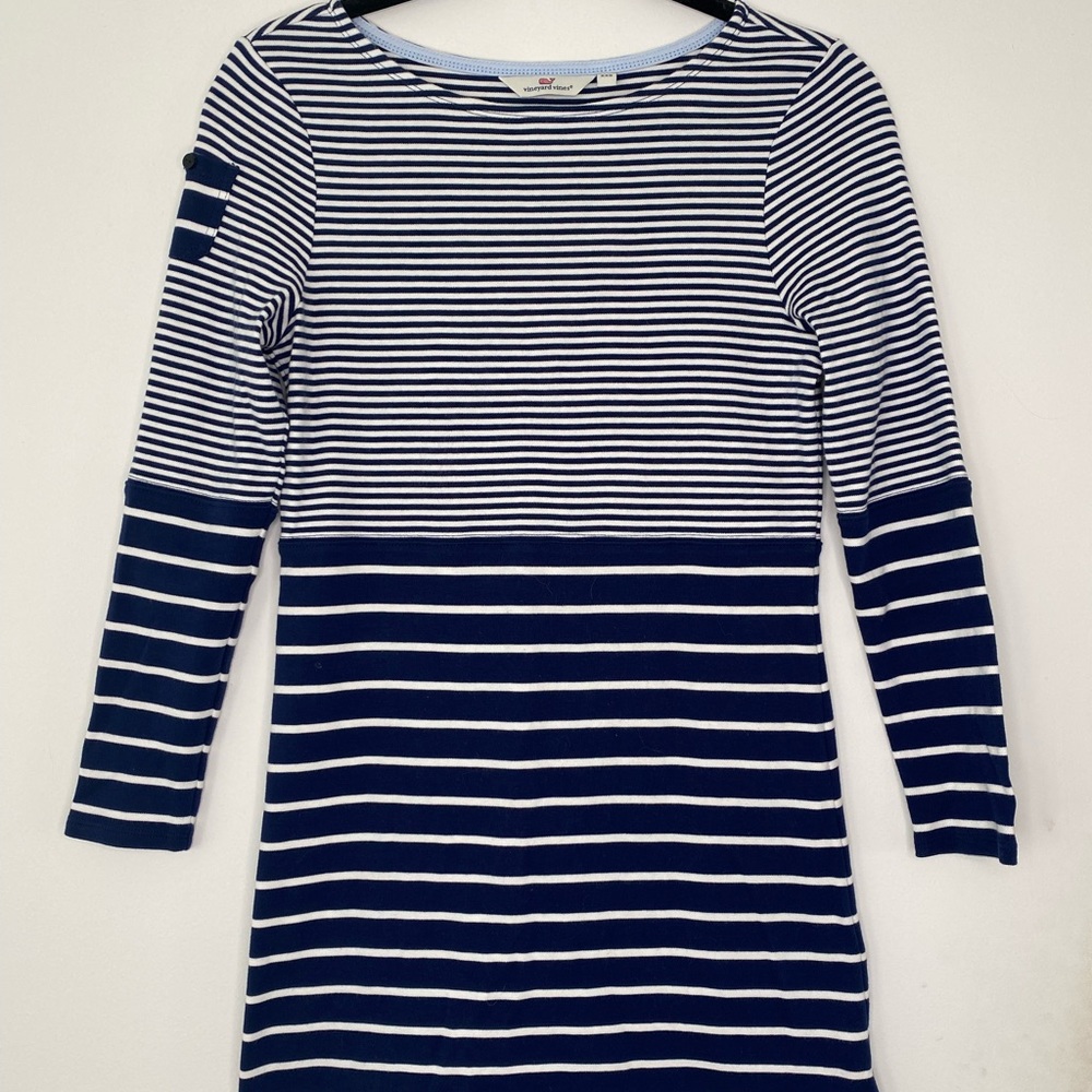 Vineyard Vines blue and white striped mini dress